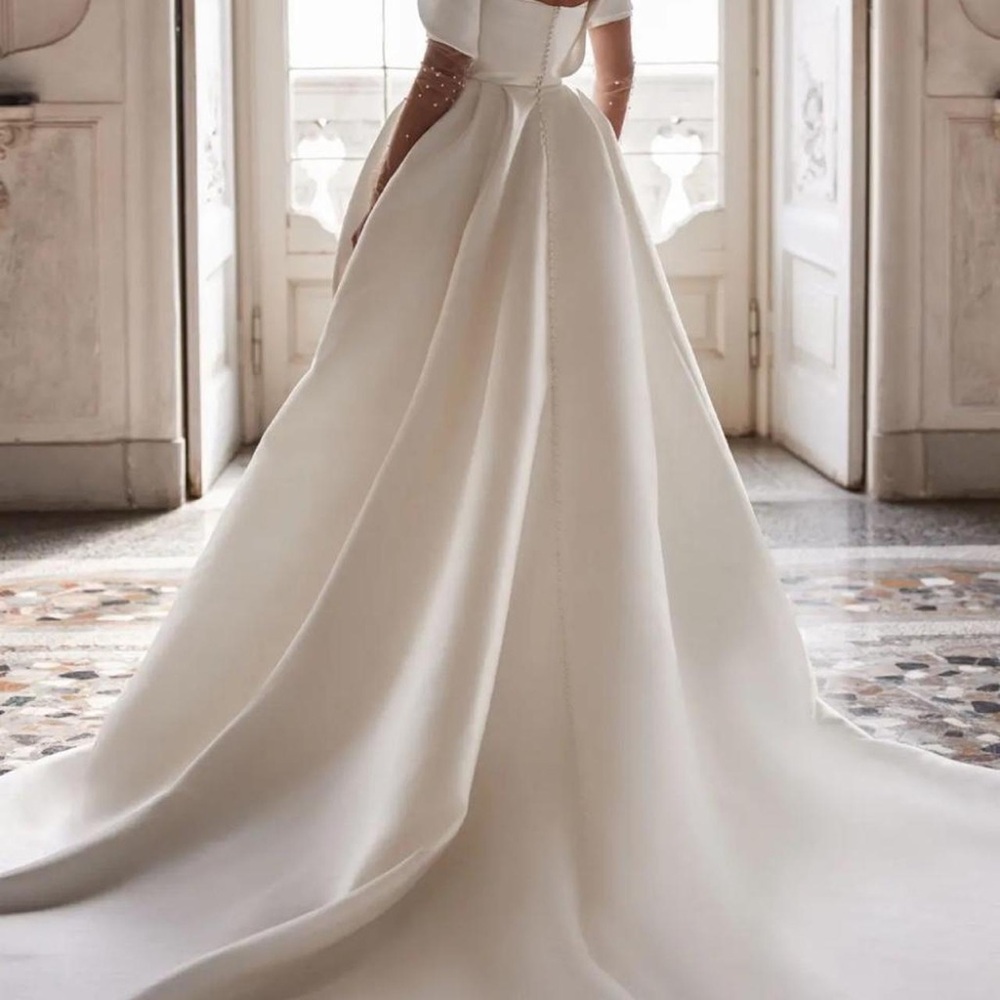 Jenny Yoo Strapless Ivory Satin A-Line Gown - Picture 5 of 5